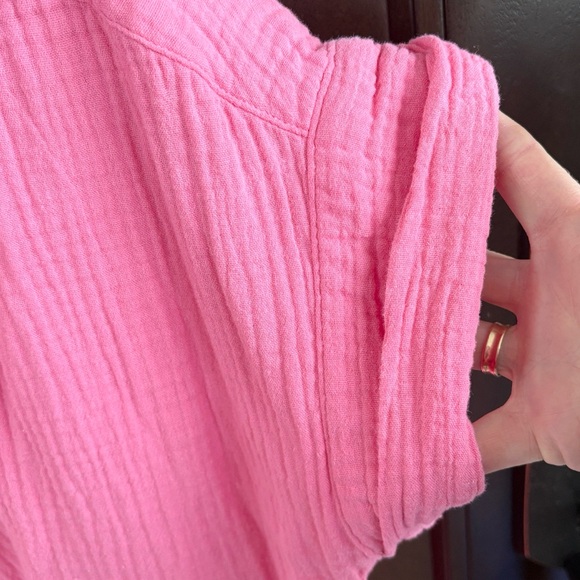 EUC J. Crew Gauze Popover Dress Pink Size Large - Picture 7 of 10